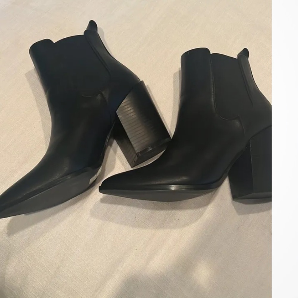 NEW ASOS RAID Vienna black heeled chelsea boots US 9 UK 7 Block Pointy - Picture 2 of 7